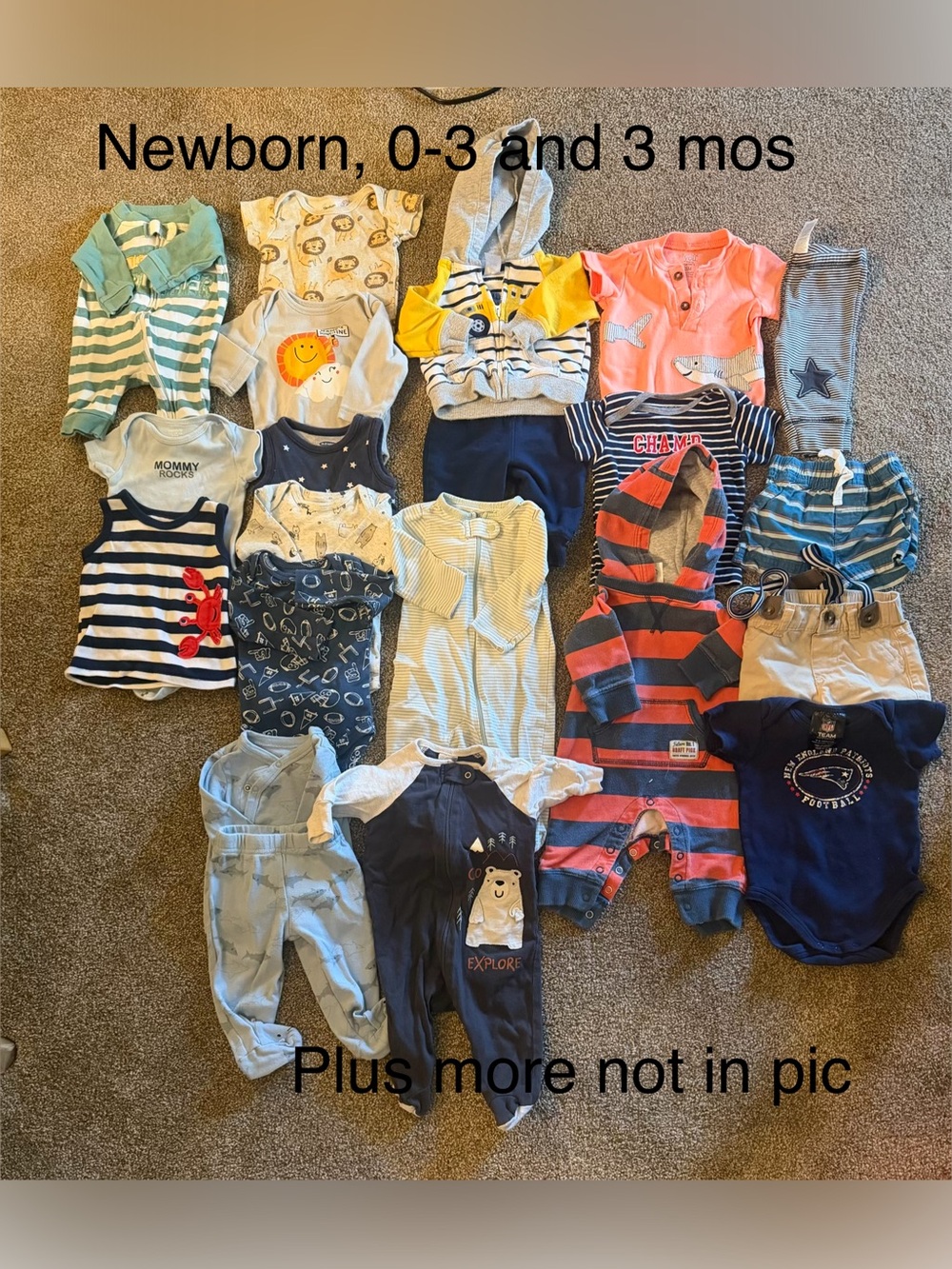 Mixed Baby Boy Outfit Bundle - newborn to 0-3 mos plus more not in pic